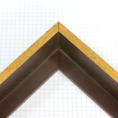 This 1-3/4 " deep L-shaped floating contemporary canvas frame in open grain espresso features a thin brushed gold face.

*Note: These solid wood, custom canvas floaters are for stretched canvas prints and paintings, and raised wood panels.